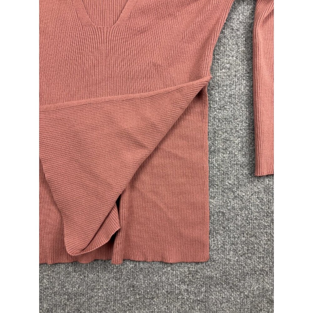 Free‎ People Sweater Tunic Womens Small Pink Ribbed V Neck Long Sleeve - Picture 6 of 8